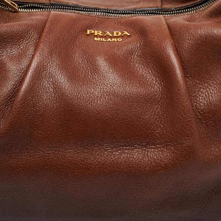 Pre Owned Prada Brown Ombre Deer Skin Leather Hobo
