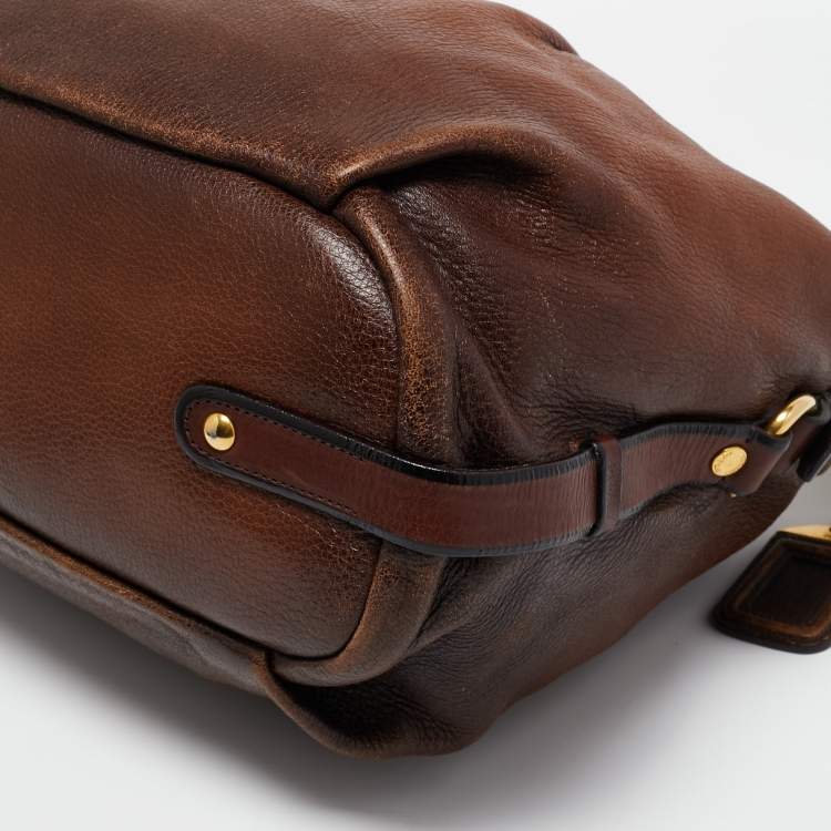 Pre Owned Prada Brown Ombre Deer Skin Leather Hobo