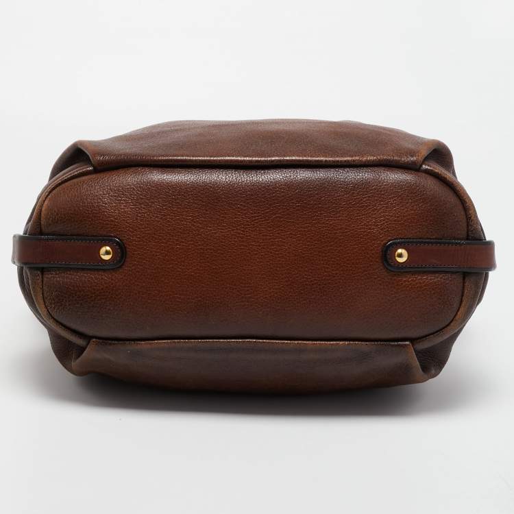 Pre Owned Prada Brown Ombre Deer Skin Leather Hobo