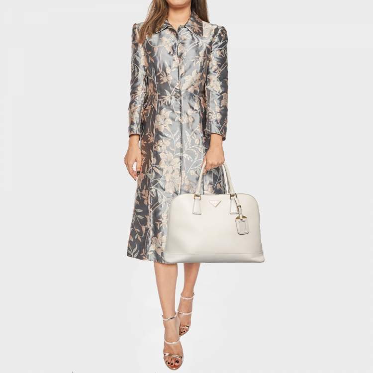 Pre Owned Prada Ivory Saffiano Leather Large Promenade Bag