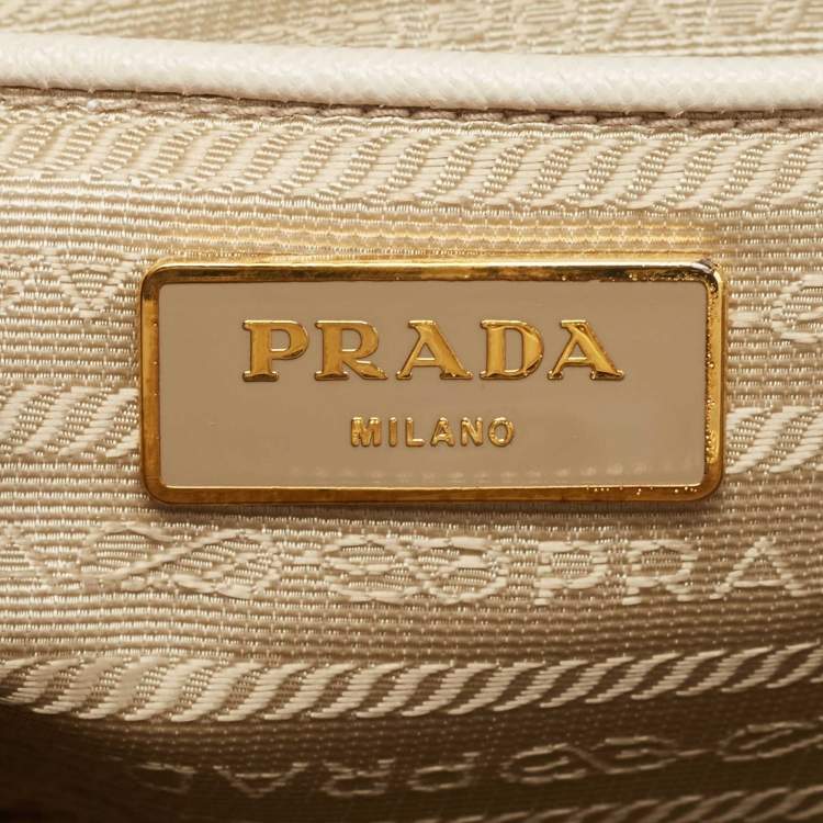 Pre Owned Prada Ivory Saffiano Leather Large Promenade Bag