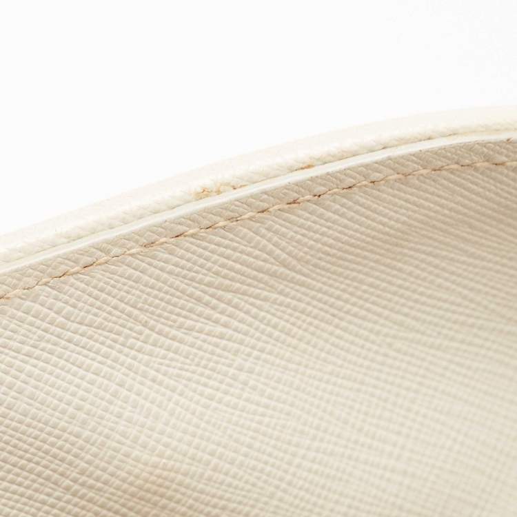 Pre Owned Prada Ivory Saffiano Leather Large Promenade Bag