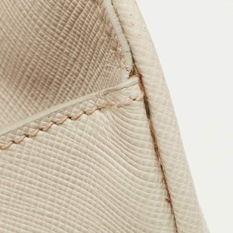 Pre Owned Prada Ivory Saffiano Leather Large Promenade Bag