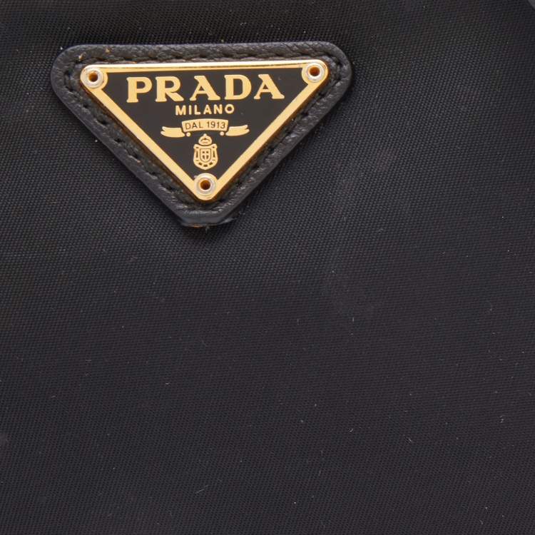 Pre Owned Prada Black Nylon and Leather Tessuto Shoulder Bag