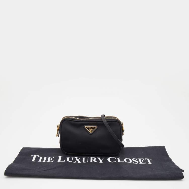 Pre Owned Prada Black Nylon and Leather Tessuto Shoulder Bag