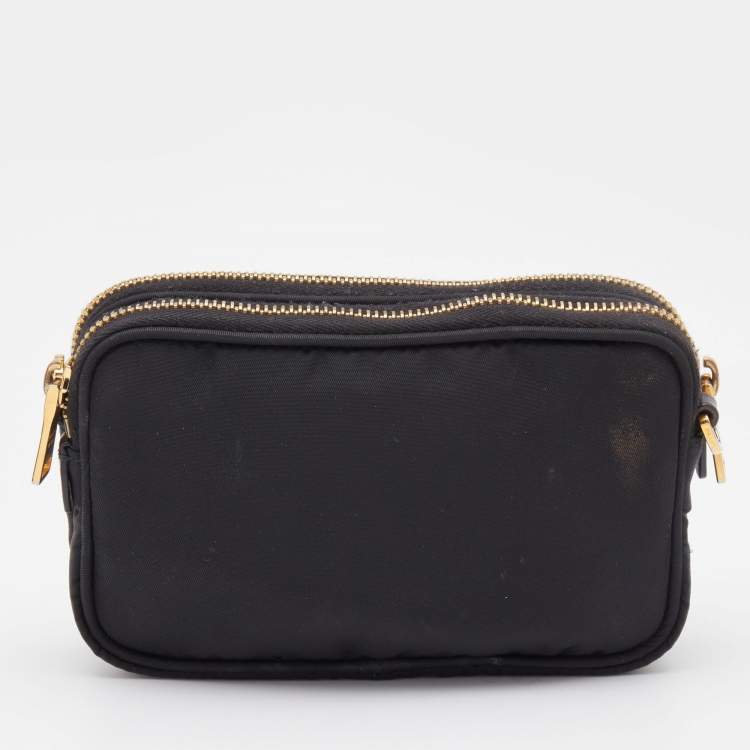 Pre Owned Prada Black Nylon and Leather Tessuto Shoulder Bag