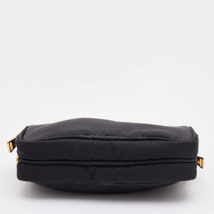 Pre Owned Prada Black Nylon and Leather Tessuto Shoulder Bag