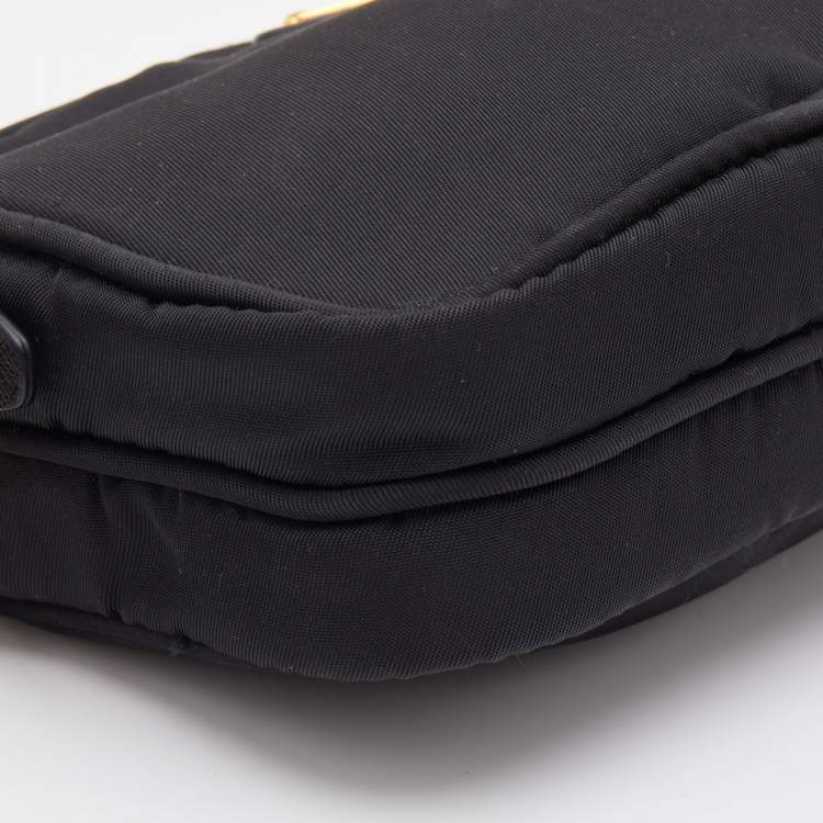 Pre Owned Prada Black Nylon and Leather Tessuto Shoulder Bag