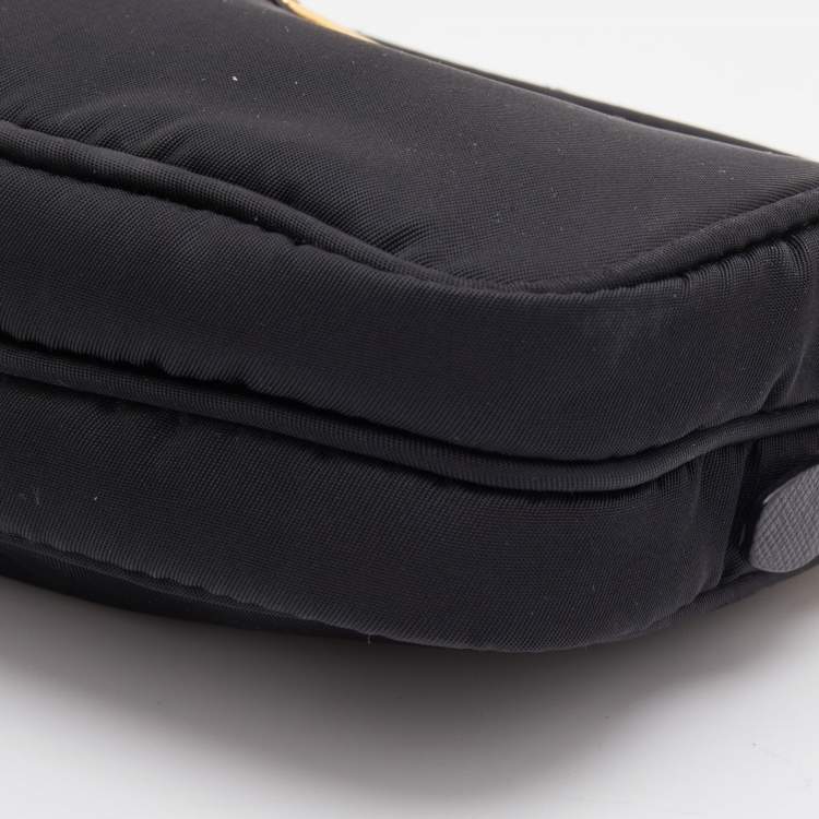Pre Owned Prada Black Nylon and Leather Tessuto Shoulder Bag