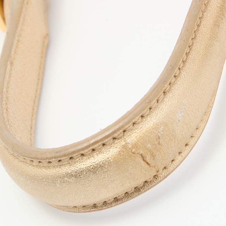 Pre Owned Prada Metallic Gold Leather Gaufre Frame Bag