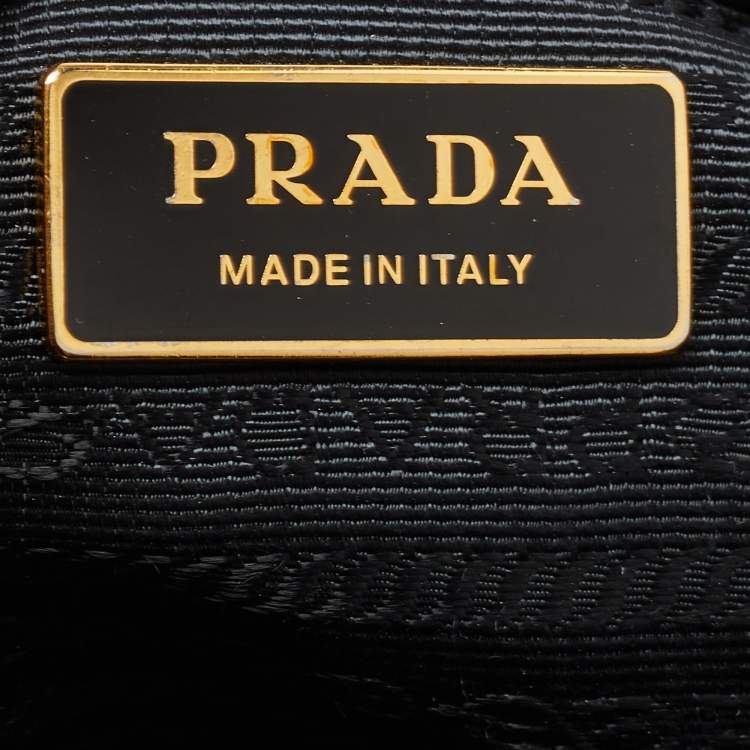Pre Owned Prada Black Saffiano Lux Leather Small Double Zip Tote 