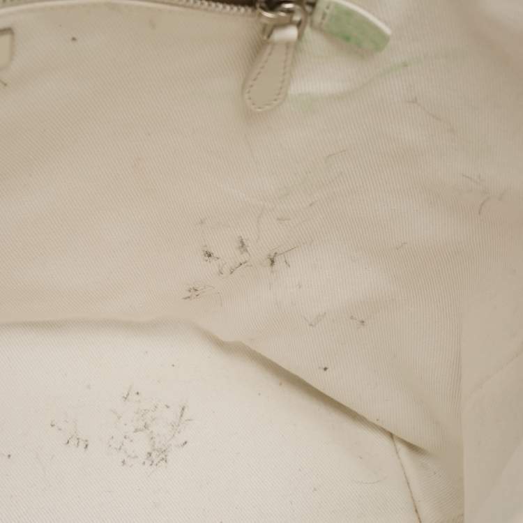 Pre Owned Prada Drill Floral Print Canvas Shopper Tote
