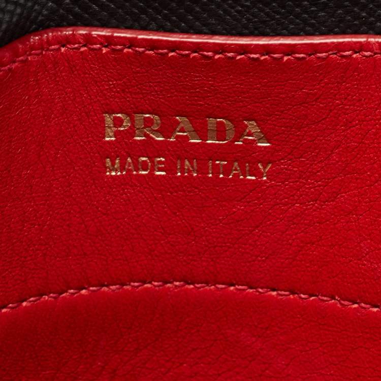 Pre Owned Prada Black Saffiano Cuir Leather Large Double Handle Tote