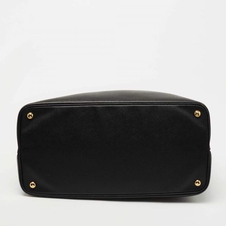 Pre Owned Prada Black Saffiano Cuir Leather Large Double Handle Tote