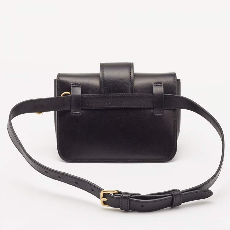 Pre Owned Prada Black Leather Cahier Belt Bag