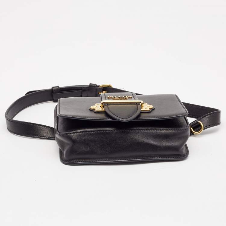 Pre Owned Prada Black Leather Cahier Belt Bag