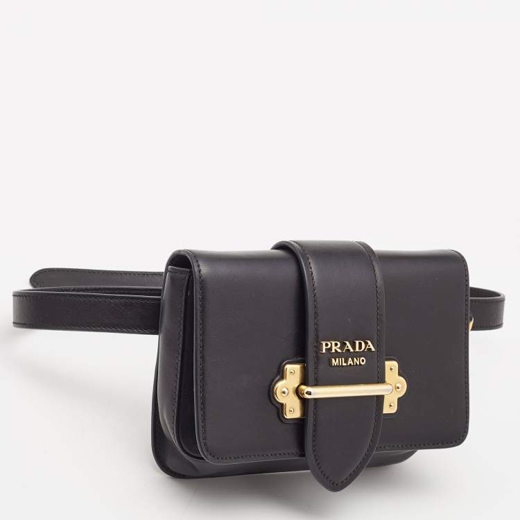 Pre Owned Prada Black Leather Cahier Belt Bag