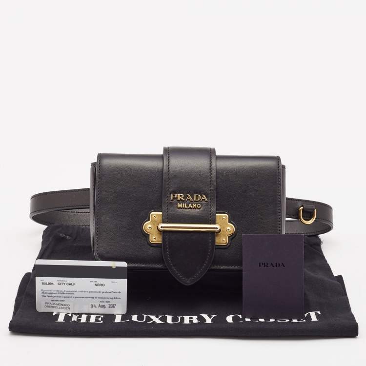 Pre Owned Prada Black Leather Cahier Belt Bag