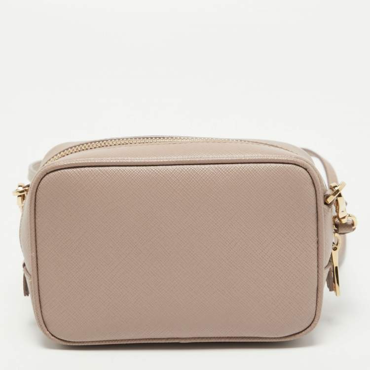 Pre Owned Prada Beige Saffiano Leather Camera Crossbody Bag