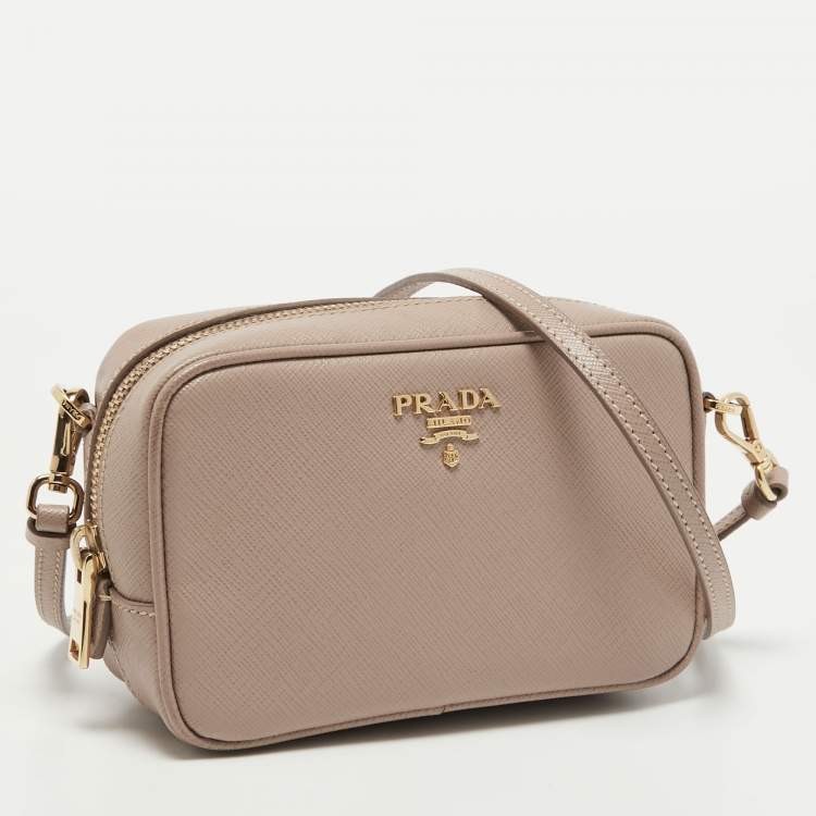 Pre Owned Prada Beige Saffiano Leather Camera Crossbody Bag