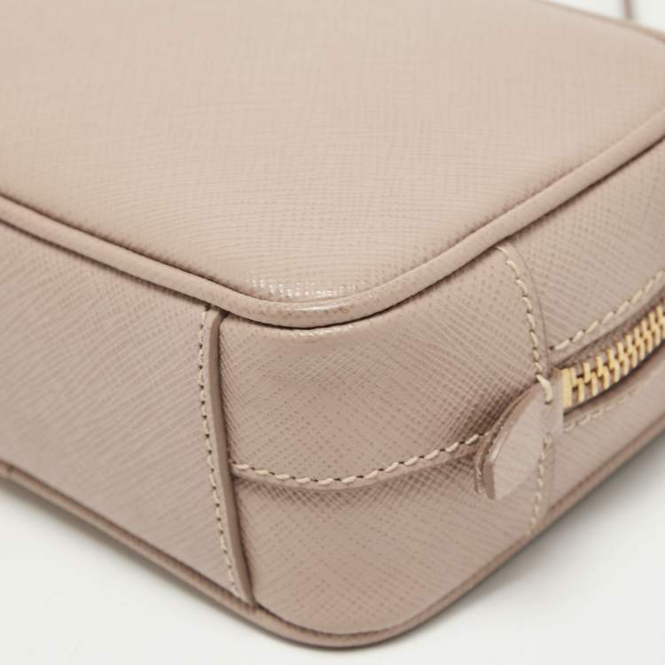 Pre Owned Prada Beige Saffiano Leather Camera Crossbody Bag