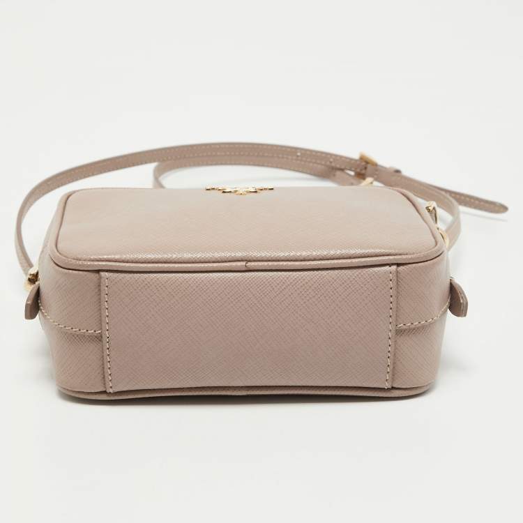 Pre Owned Prada Beige Saffiano Leather Camera Crossbody Bag