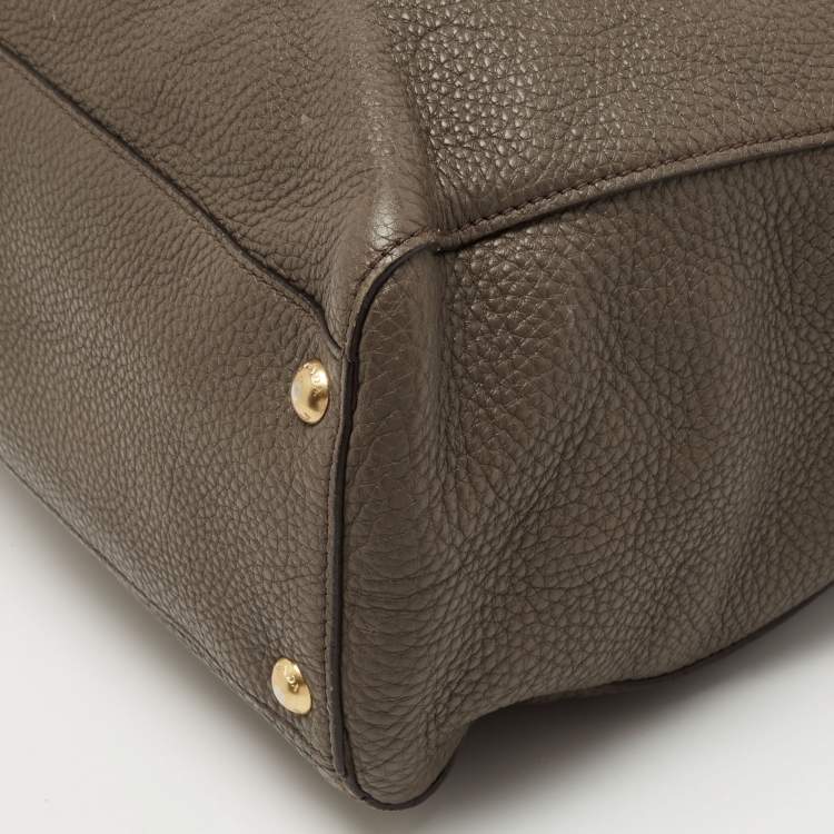 Pre Owned Prada Grey Vitello Daino Leather Shopper Tote