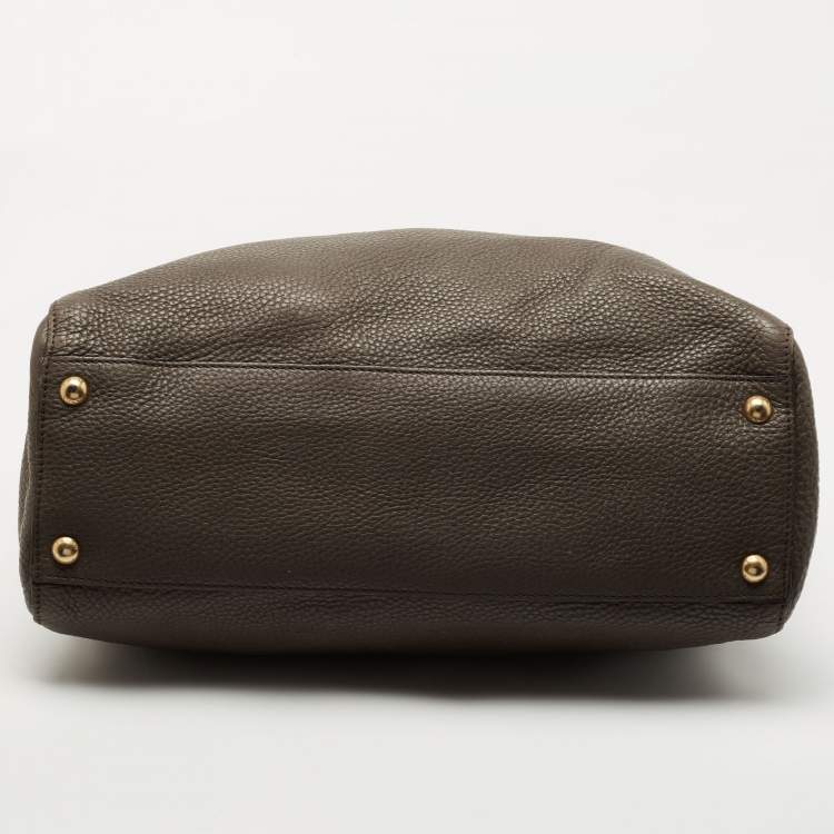 Pre Owned Prada Grey Vitello Daino Leather Shopper Tote