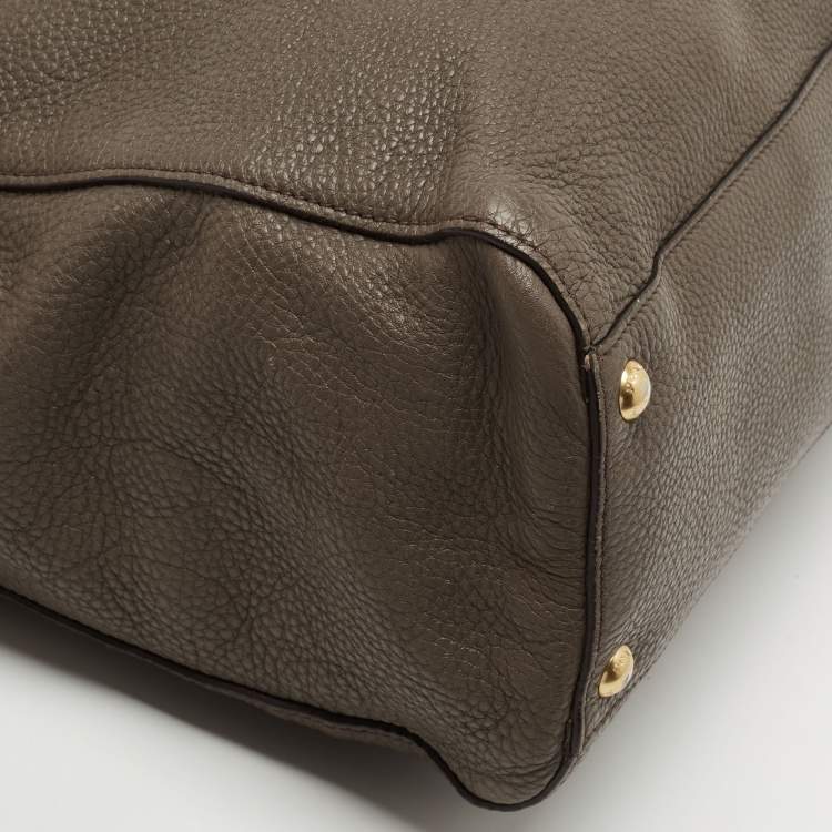 Pre Owned Prada Grey Vitello Daino Leather Shopper Tote