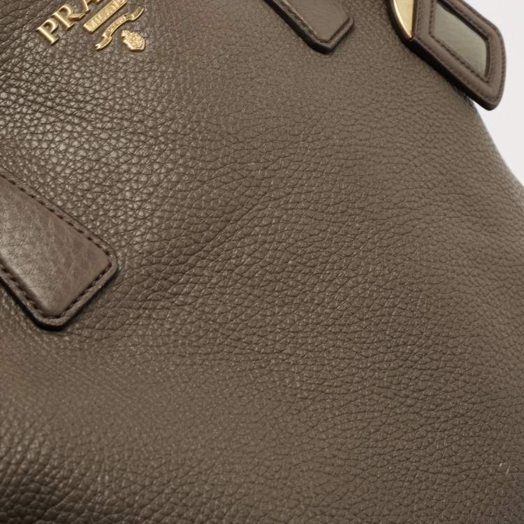 Pre Owned Prada Grey Vitello Daino Leather Shopper Tote