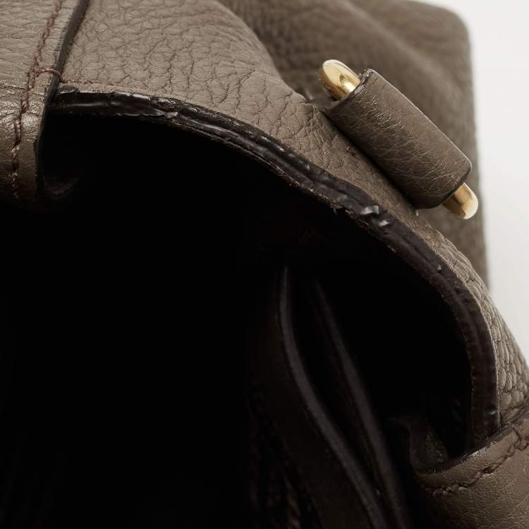 Pre Owned Prada Grey Vitello Daino Leather Shopper Tote