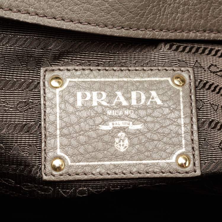 Pre Owned Prada Grey Vitello Daino Leather Shopper Tote