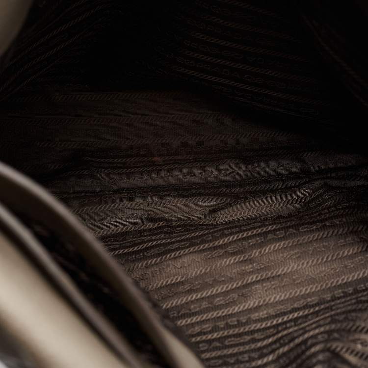 Pre Owned Prada Grey Vitello Daino Leather Shopper Tote