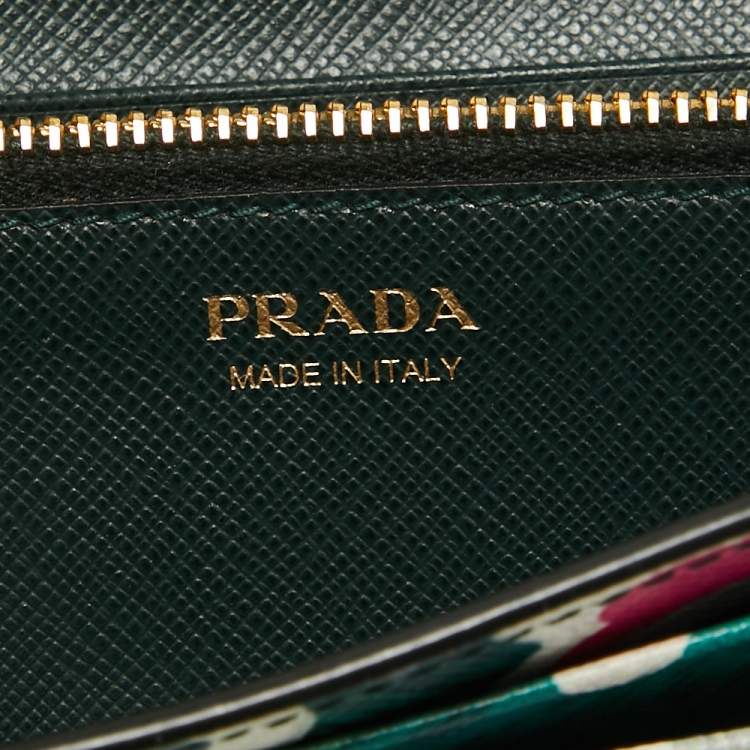 Pre Owned Prada Multicolor Printed Saffiano Leather Continental Flap Wallet