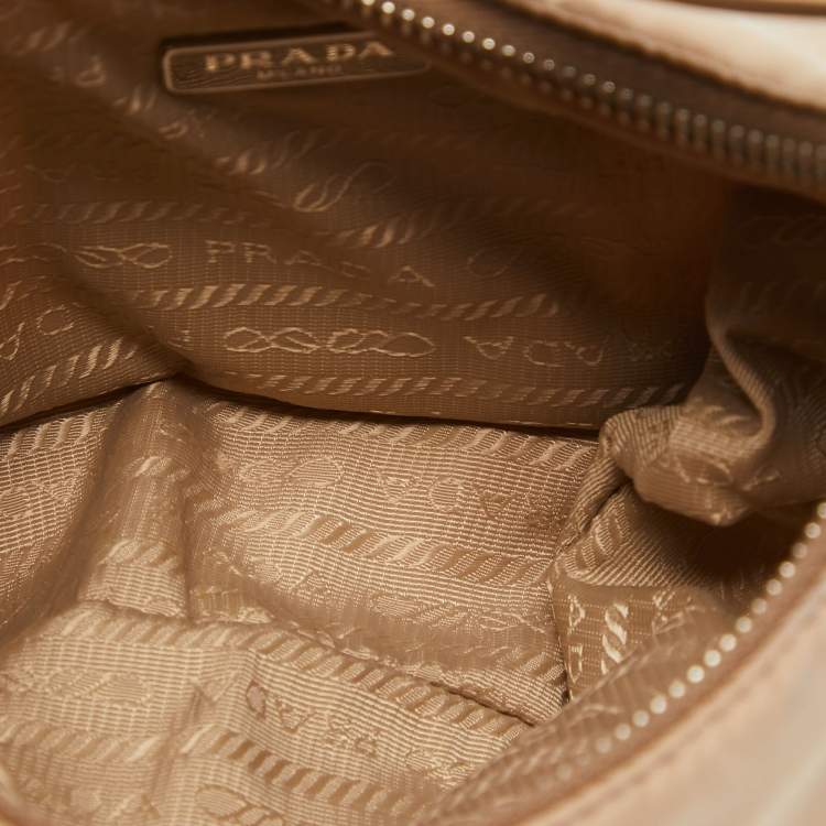 Pre Owned Prada Beige Nylon and Saffiano Leather Mini Re-Edition Bag