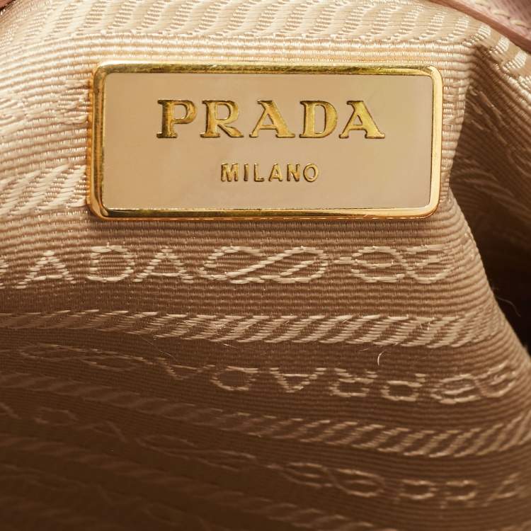 Pre Owned Prada Light Pink Saffiano Lux Leather Small Middle Zip Tote