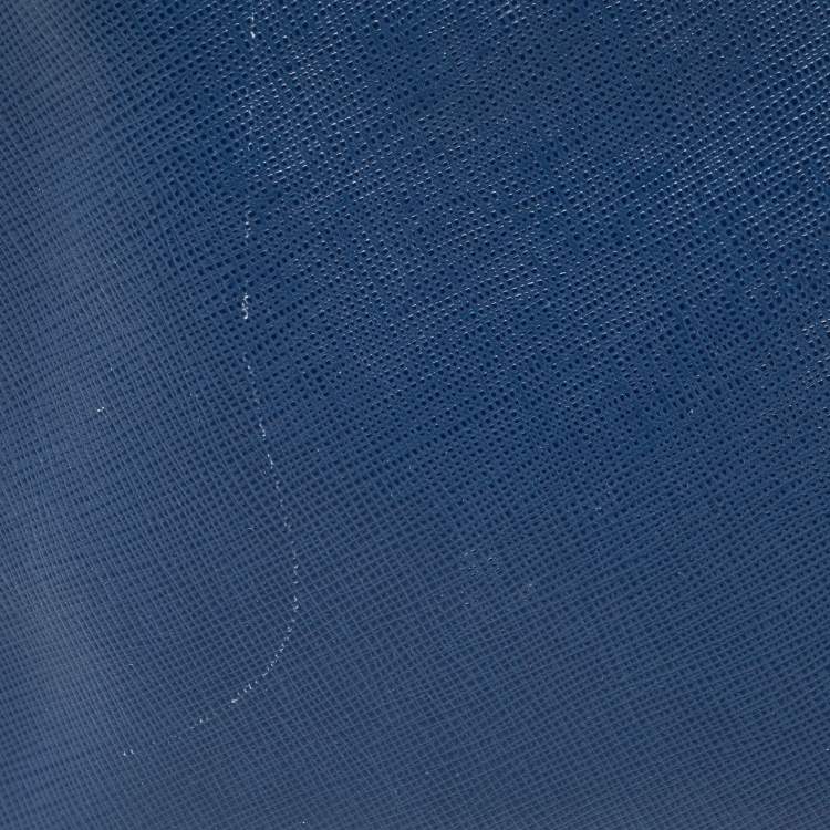 Pre Owned Prada Navy Blue Saffiano Lux Leather Wristlet Slim Clutch   