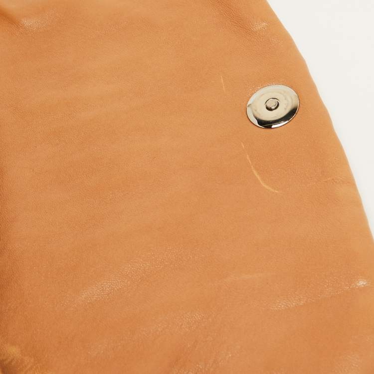 Pre Owned Prada Beige Gaufre Leather Flap Chain Shoulder Bag