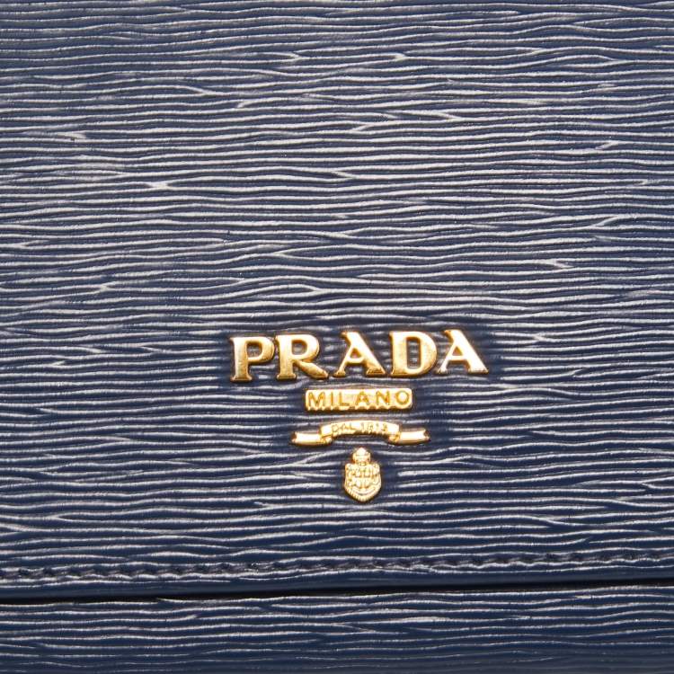 Pre Owned Prada Blue Vitello Move Leather Continental Wallet