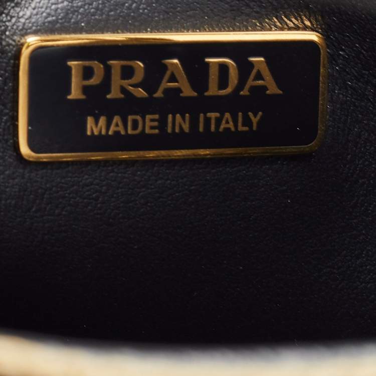 Pre Owned Prada Beige/Black Triangle Canvas and Leather Symbole Tote