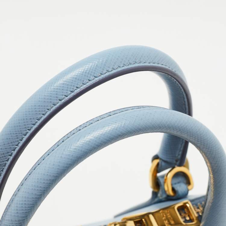 Pre Owned Prada Blue Saffiano Lux Leather Small Promenade Satchel