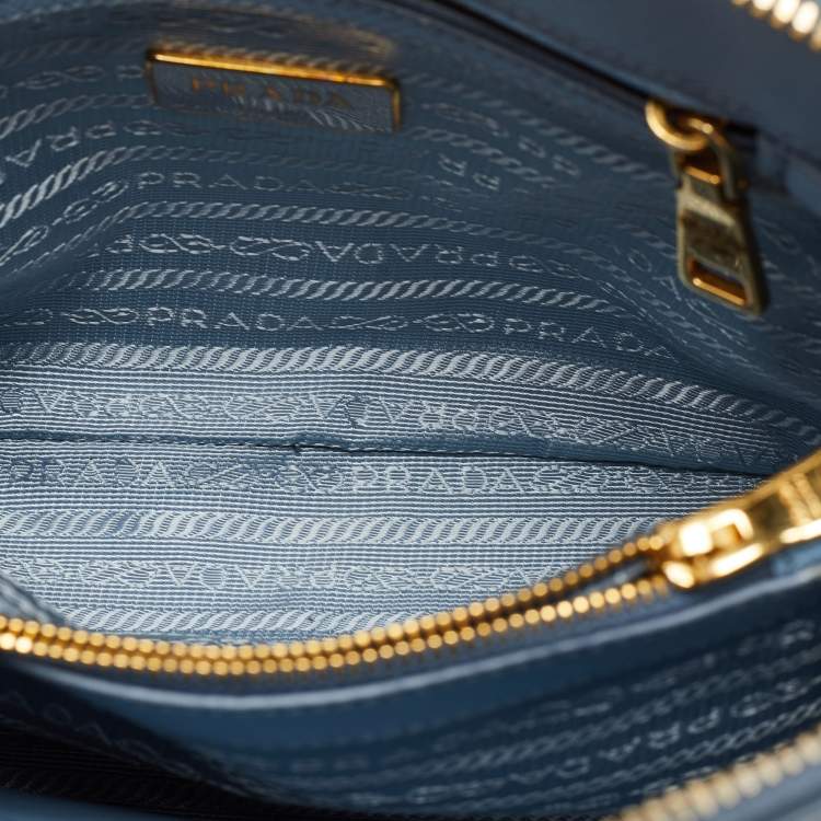 Pre Owned Prada Blue Saffiano Lux Leather Small Promenade Satchel