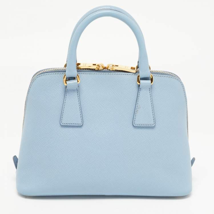 Pre Owned Prada Blue Saffiano Lux Leather Small Promenade Satchel