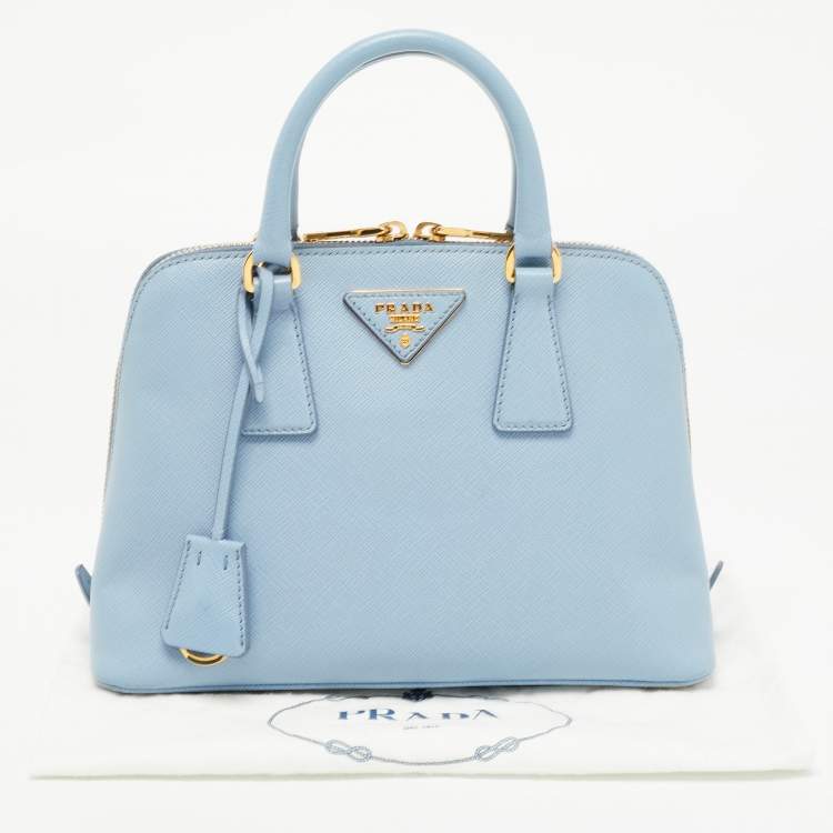 Pre Owned Prada Blue Saffiano Lux Leather Small Promenade Satchel