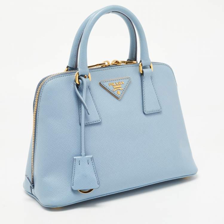 Pre Owned Prada Blue Saffiano Lux Leather Small Promenade Satchel