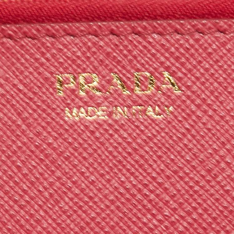 Pre Owned Prada Pink Saffiano Metal Leather Logo Flap Wallet