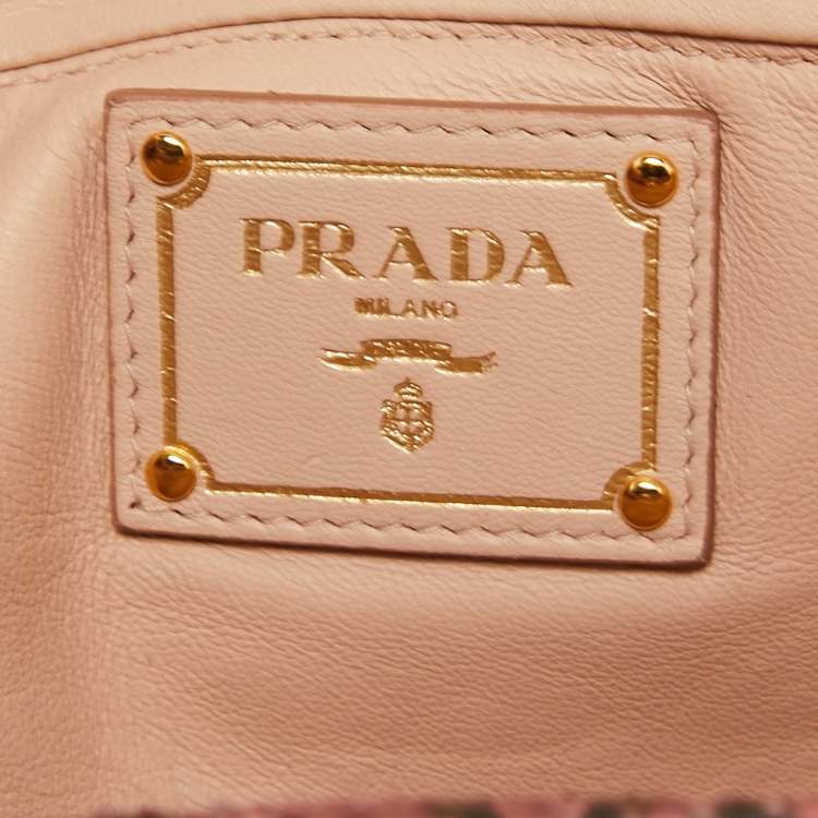 Pre Owned Prada Pink Python Oversized Zip Clutch
