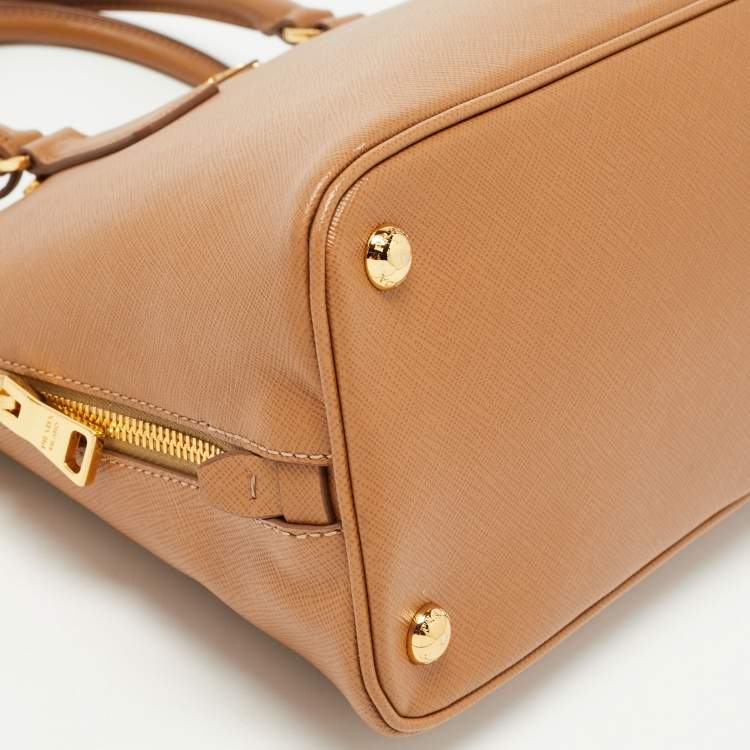 Pre Owned Prada Tan Saffiano Lux Leather Medium Promenade Satchel