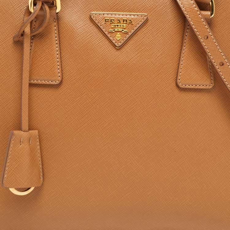 Pre Owned Prada Tan Saffiano Lux Leather Medium Promenade Satchel