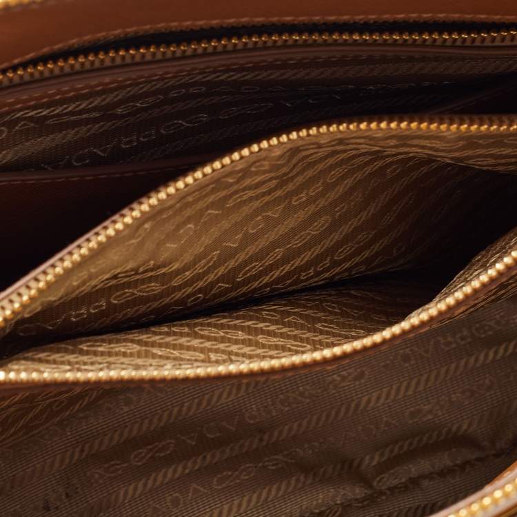 Pre Owned Prada Tan Saffiano Lux Leather Medium Promenade Satchel